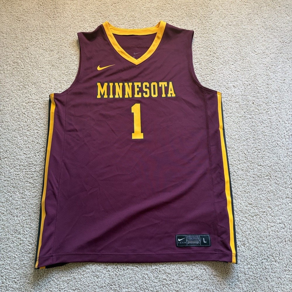 Nike Minnesota Men's Replica Basketball Jersey #1 Size Large Maroon Gophers - Picture 1 of 9